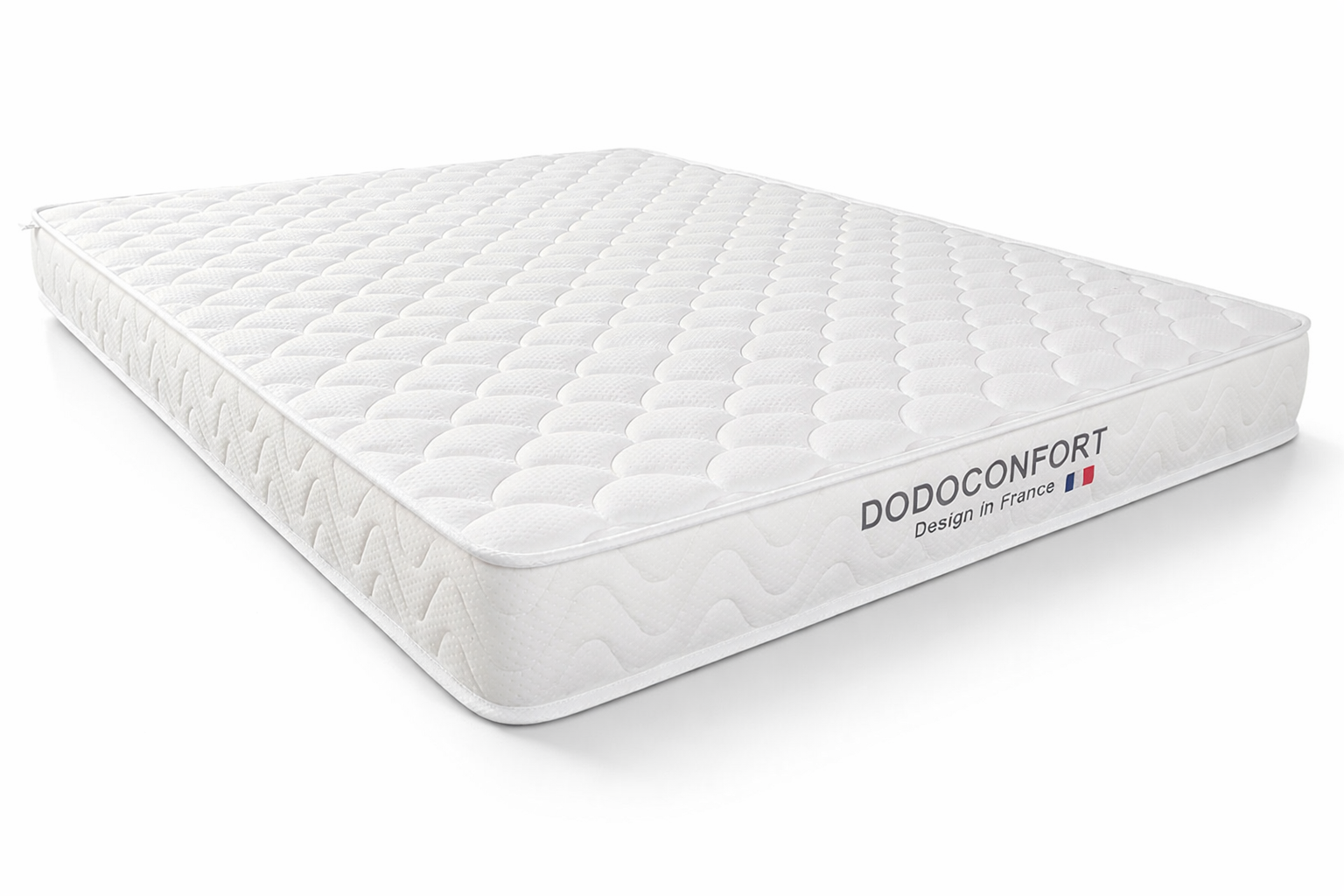 Ensemble 160x200 Queen Size - Matelas Mémoire de Forme 20cm + Sommier Tapissier Blanc Capitonné