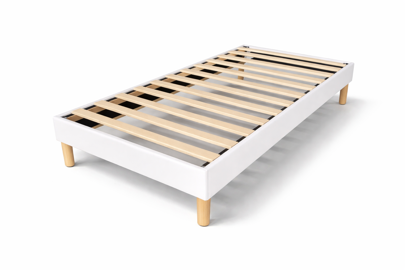 Ensemble Complet 90x190 cm  Matelas 20cm Dodo Confort Mémoire de Forme  + Sommier Bois contour cuir Pu