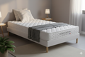 Ensemble Complet 90x190 cm  Matelas 20cm Dodo Confort Mémoire de Forme  + Sommier Bois contour cuir Pu