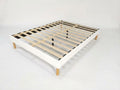 Sommier à lattes 160x200 contour blanc sans matelas, pieds bois
