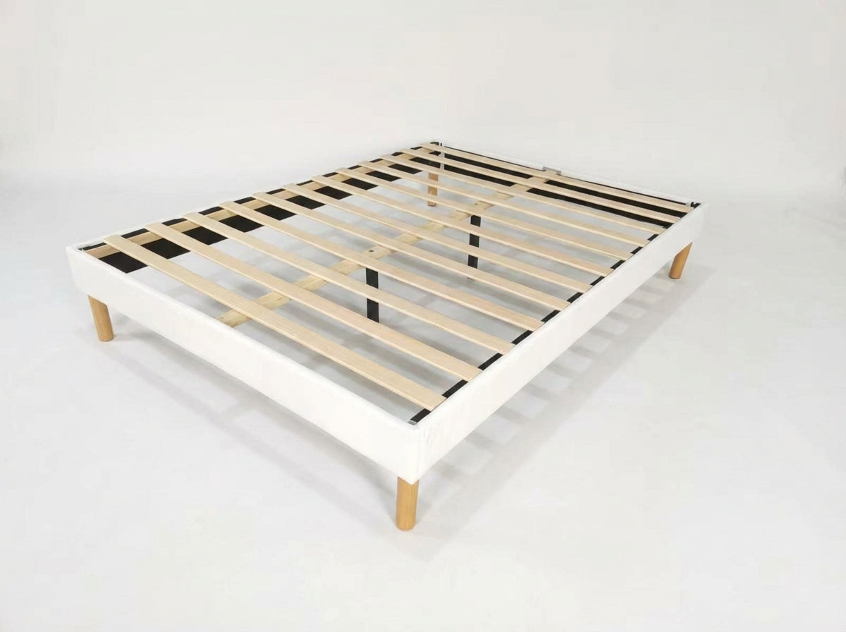 Ensemble 160x200 Queen Size - Matelas Mémoire de Forme 20cm + Sommier Tapissier Blanc Capitonné