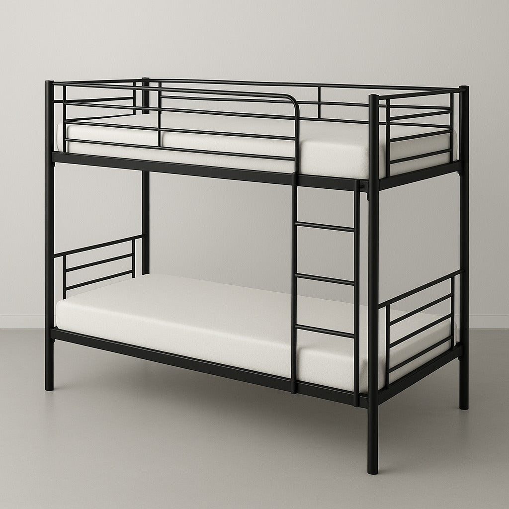 Lit Superposé Métallique Noir 90x190 - Structure Acier Robuste & Design Moderne 2 places