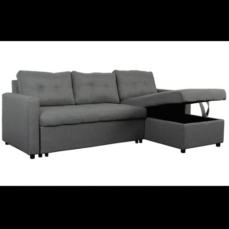 Canapé d'Angle Convertible 5 Places Gris Réversible avec Coffre - Couchage 140x200 cm