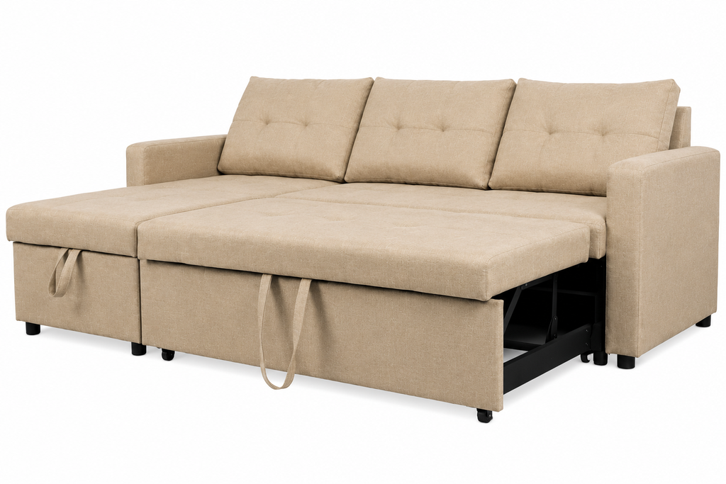 Canape d'Angle Convertible 5 Places Beige - vue 2
