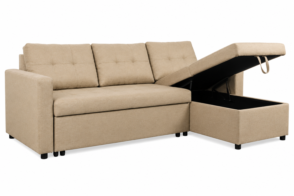 Canape d'Angle Convertible 5 Places Beige - vue 4
