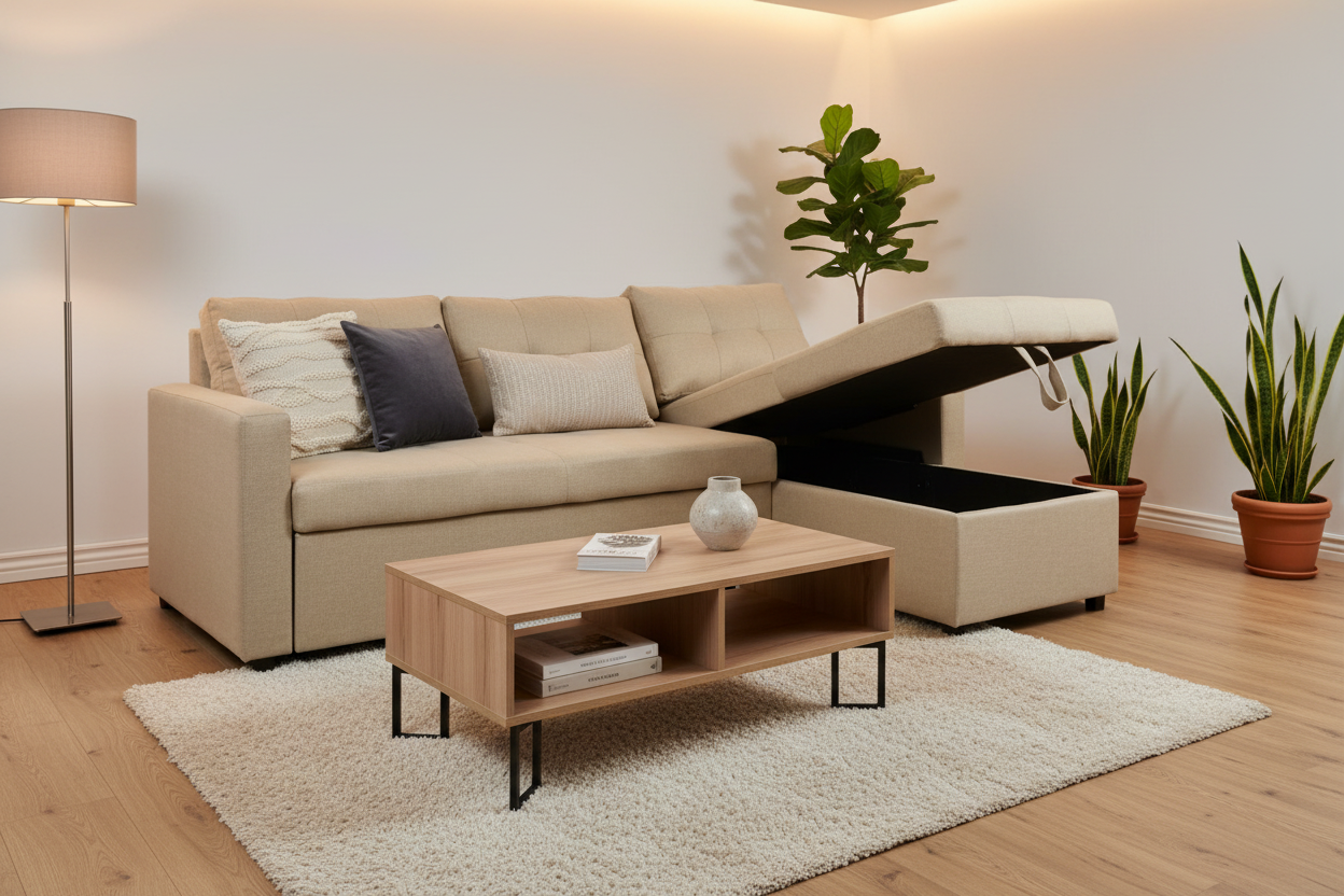 Canapé beige en ambiance salon