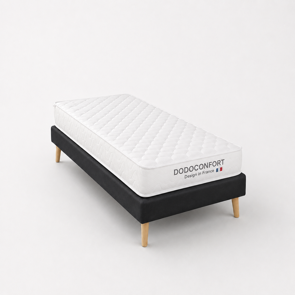 Ensemble 90x190 - matelas Dodo Confort sur sommier à lattes noir