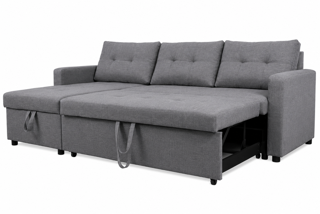 Canape d'Angle Convertible 5 Places Gris - vue 2