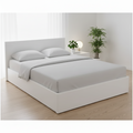 Lit coffre 140x190 blanc avec rangement et sommier à lattes