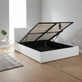 Lit Coffre blanc 140x190 avec Rangement - Cuir PU Premium & Sommier à Lattes