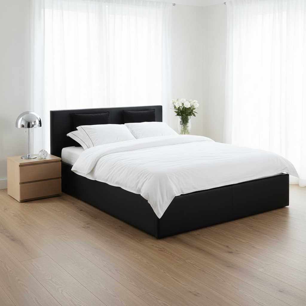 Lit Coffre 140x190 Noir - Ambiance lumineuse