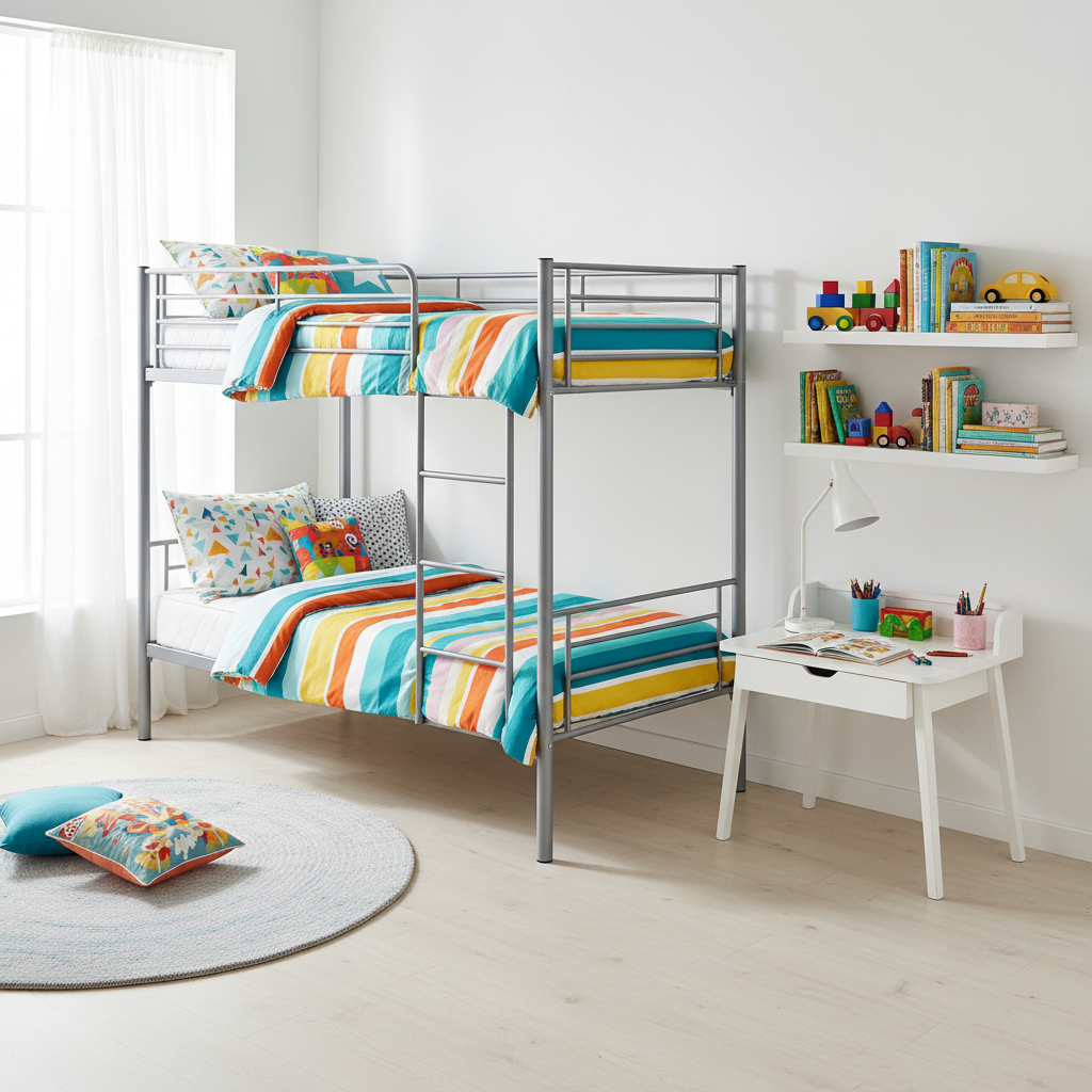 Lit Superposé Métallique DUO 90x190 - Structure Robuste & Design Moderne pour 2 personnes