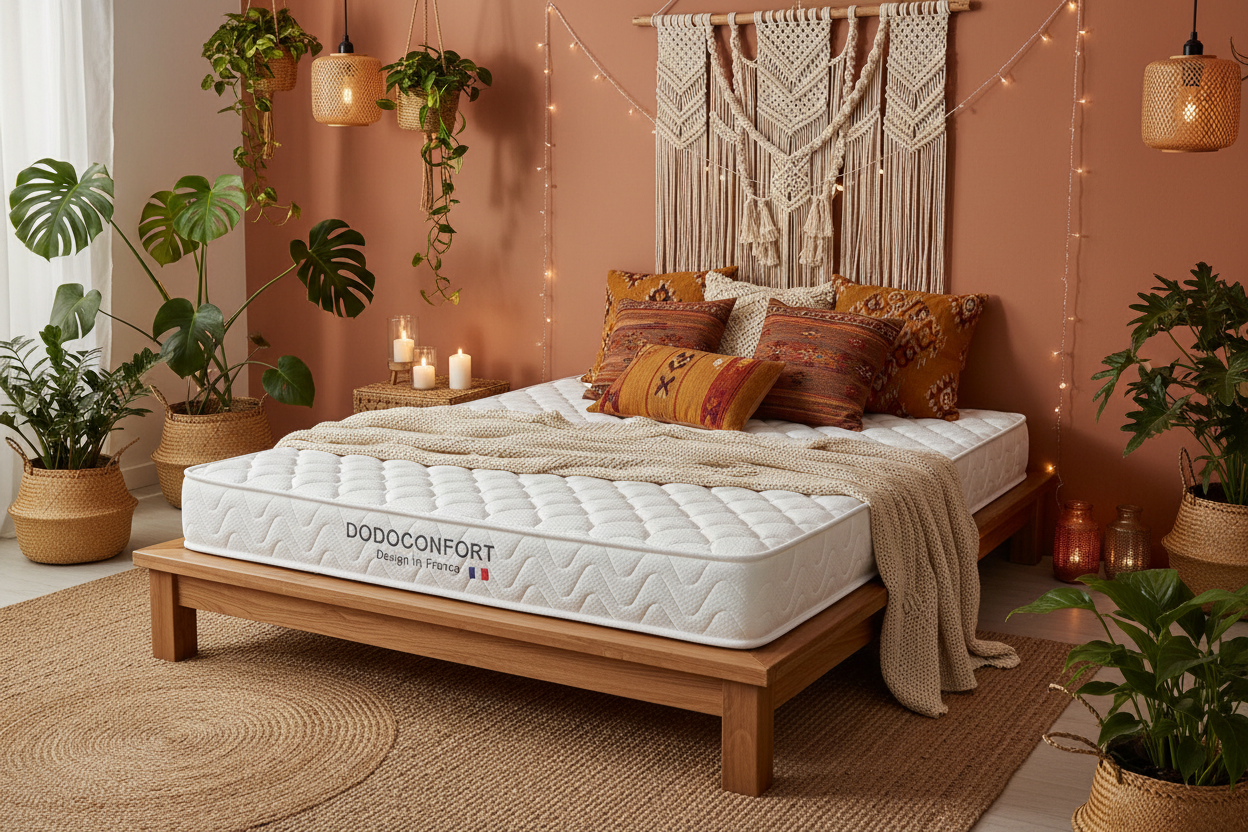 Pack Lit NICO 140x190 Blanc + Matelas Dodo Confort Mémoire de Forme 20 cm - matelas inclus