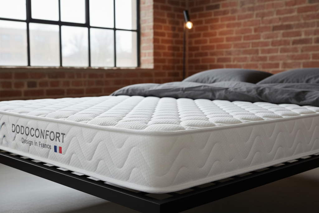 Pack Lit NICO 160x200 Blanc + Matelas Dodo Confort Mémoire de Forme 20 cm - matelas inclus