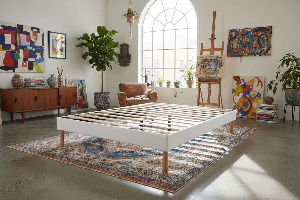 Sommier 140x200 ambiance artistique originale